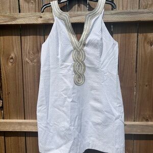 Lilly Pulitzer White Dress with Gold Accents